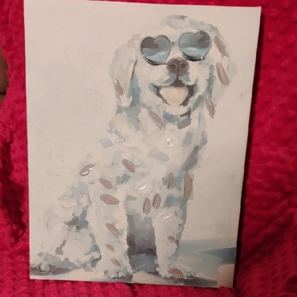 Stylish Dog Wall Art with Heart Sunglasses